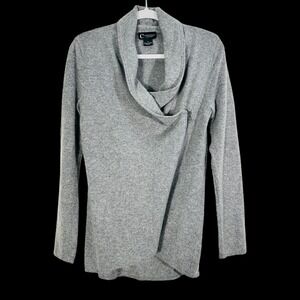 C by Bloomingdales Cashmere Asymmetrical Zip Sweater Women's Small Light Gray